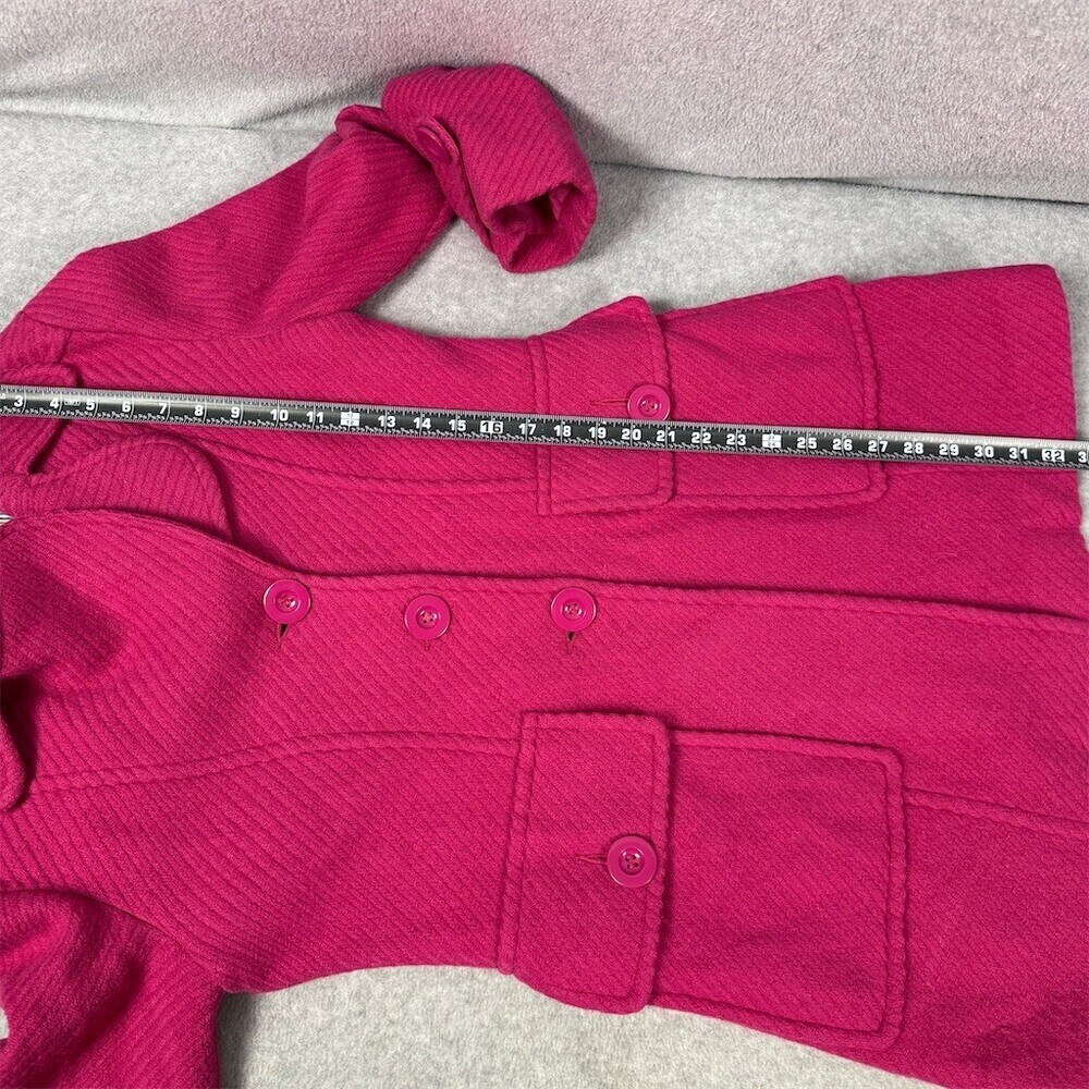 Vintage Y2K Coffee Shop Coat Womens Wool Blend Size L Bright Pink - Picture 11 of 12